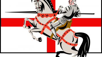 St George in front of the English flag